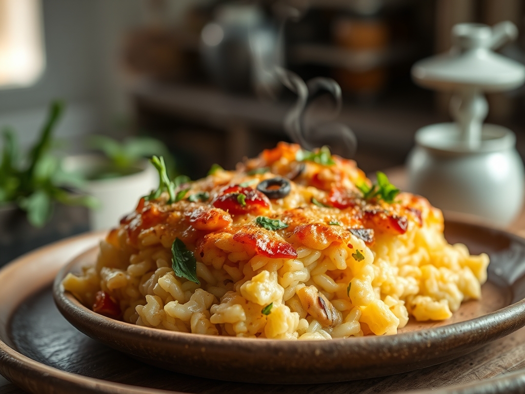 Arroz de forno gratinado