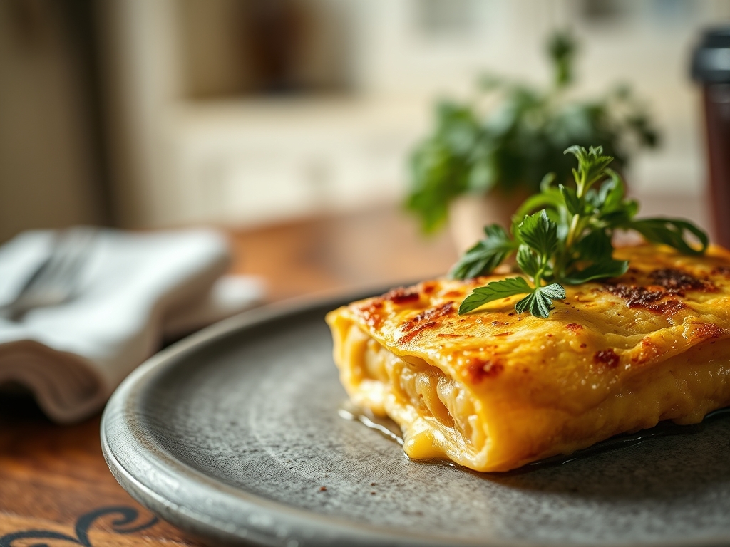 Canelone de presunto e queijo