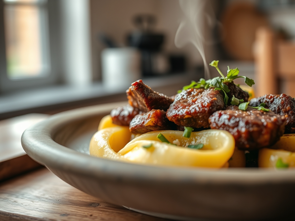 Carne assada com batatas