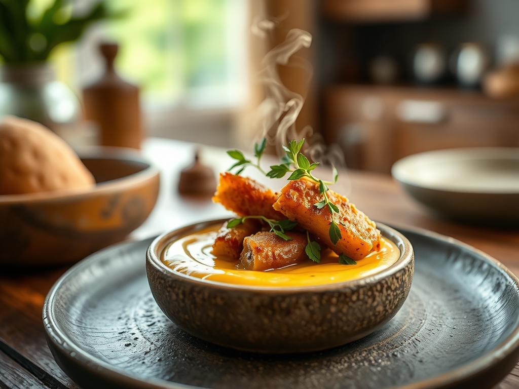 Creme de abóbora com carne seca