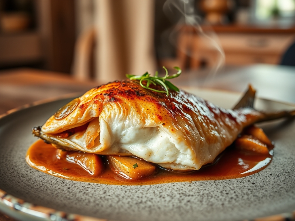 Peixe assado inteiro no forno