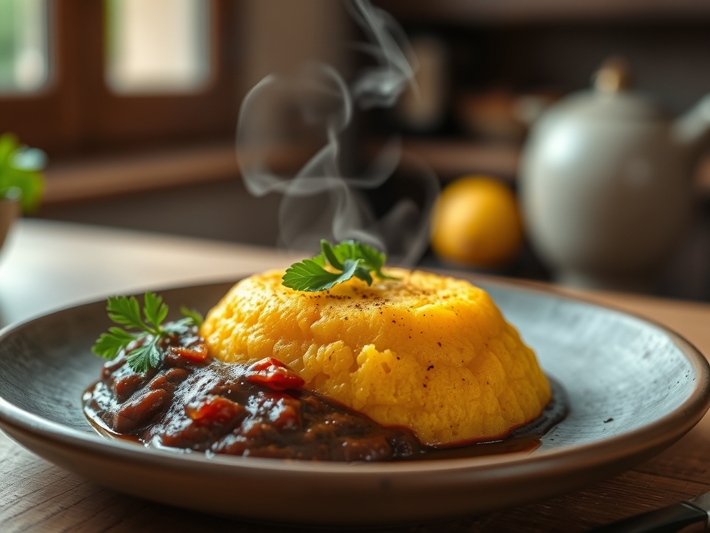 Polenta mole com molho
