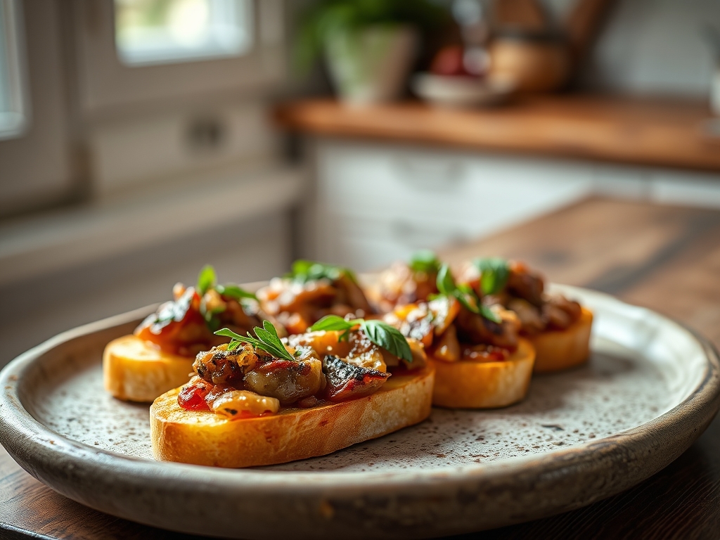 Bruschetta de sobras de carne