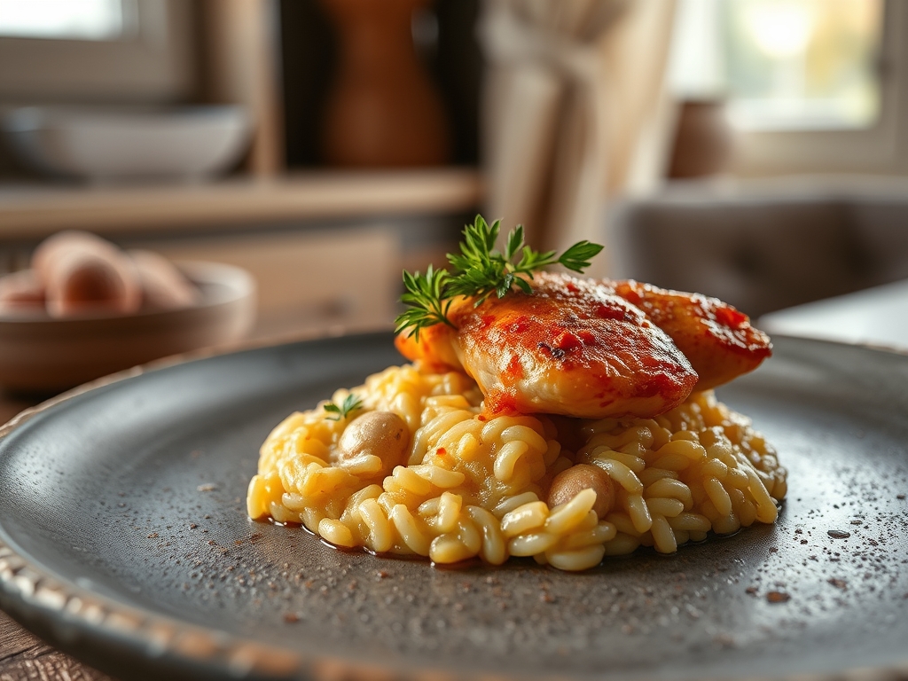 Risoto de sobras de frango